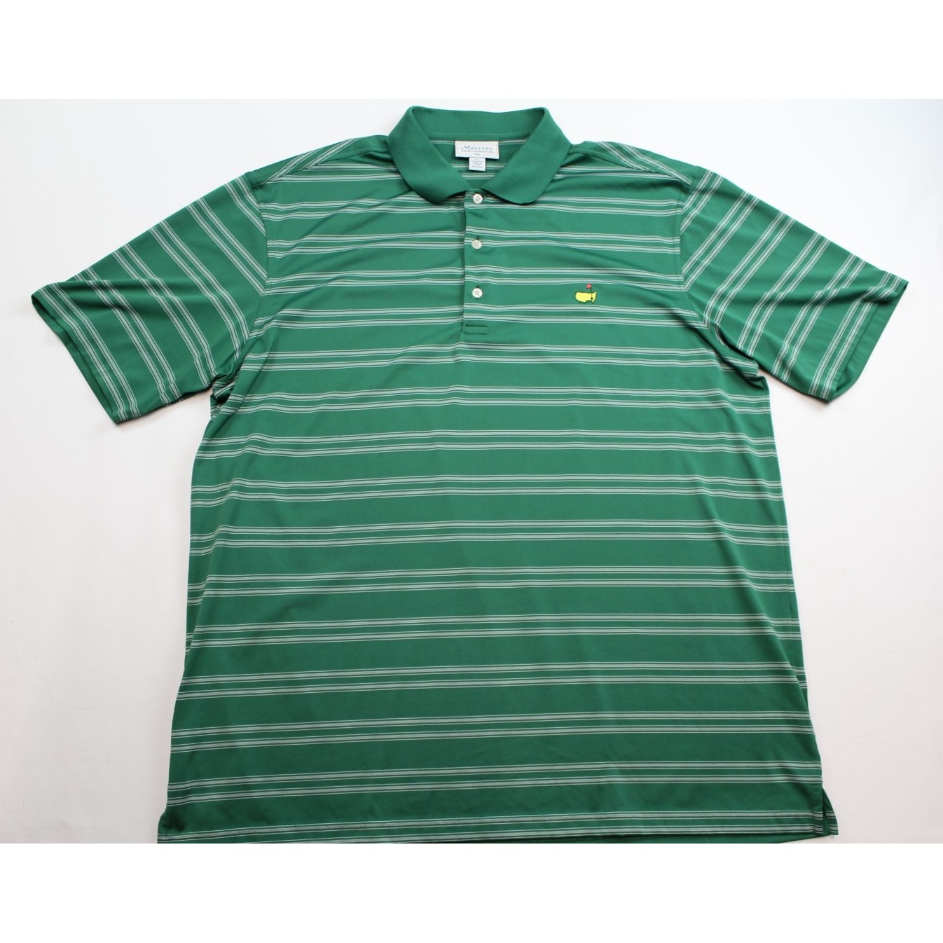 Masters Performance National Masters Golf Polo Shirt Green Striped Mens Xxl